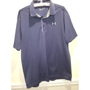 Under Armour Polo Shirt Mens XL Blue Navy Performance Loose Heatgear *